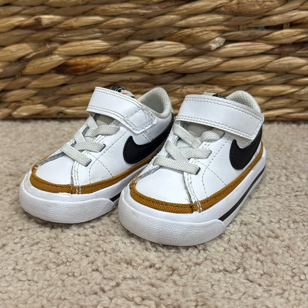Nike Court Legacy Baby/Toddler shoes 3C White/Desert Ochre/Gum Light Brown/Black